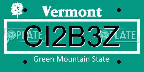 CI2B3Z Vermont License Plate