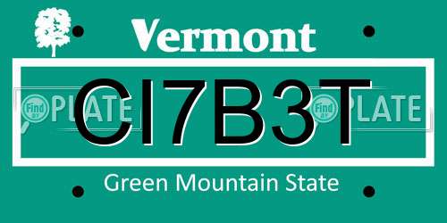 CI7B3T Vermont License Plate