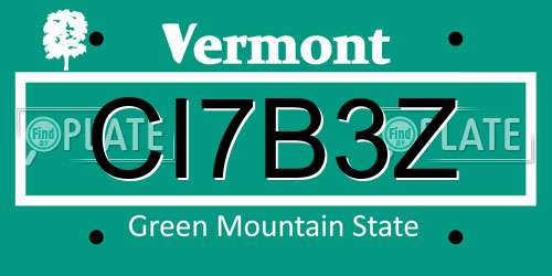 CI7B3Z Vermont License Plate