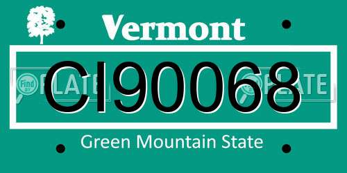 CI90068 Vermont License Plate