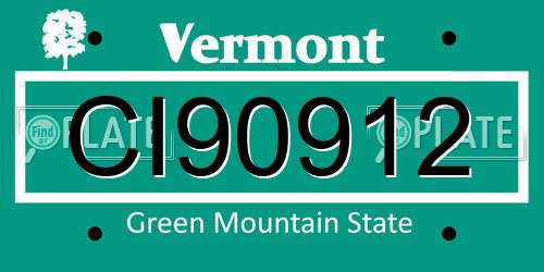 CI90912 Vermont License Plate