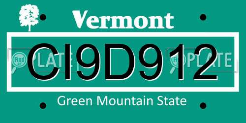 CI9D912 Vermont License Plate