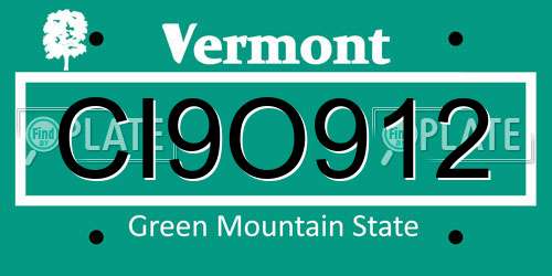 CI9O912 Vermont License Plate