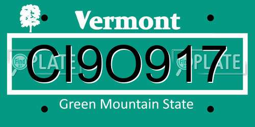 CI9O917 Vermont License Plate