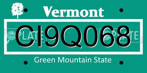 CI9Q068 Vermont License Plate
