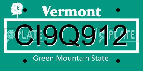 CI9Q912 Vermont License Plate