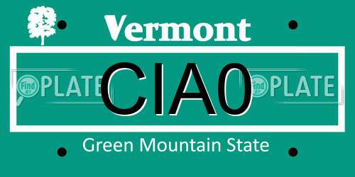 CIA0 Vermont License Plate