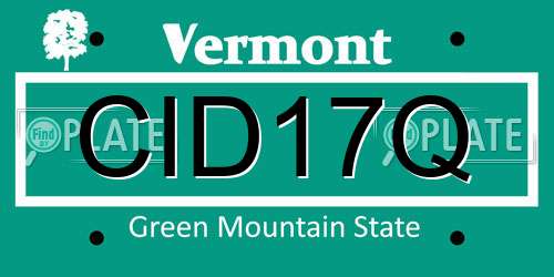 CID17Q Vermont License Plate