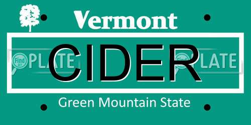 CIDER Vermont License Plate