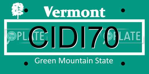 CIDI70 Vermont License Plate