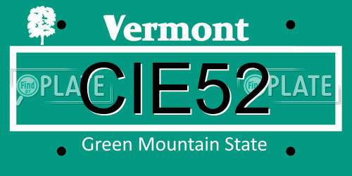 CIE52 Vermont License Plate