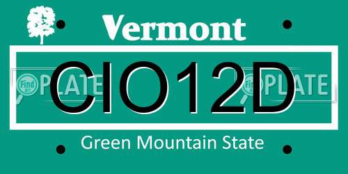CIO12D Vermont License Plate