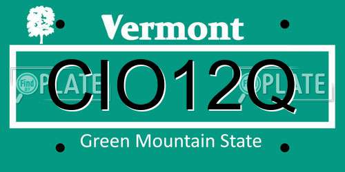 CIO12Q Vermont License Plate