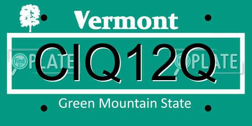 CIQ12Q Vermont License Plate