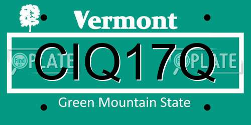 CIQ17Q Vermont License Plate