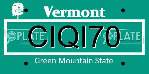 CIQI70 Vermont License Plate