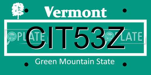 CIT53Z Vermont License Plate