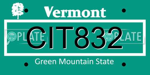 CIT832 Vermont License Plate