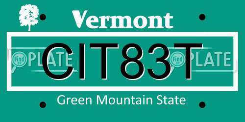 CIT83T Vermont License Plate