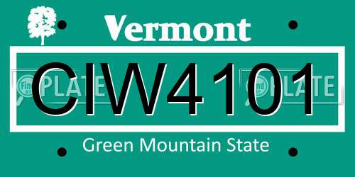 CIW4101 Vermont License Plate
