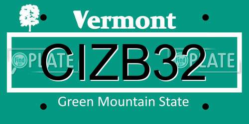 CIZB32 Vermont License Plate