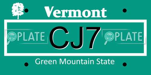 CJ7 Vermont License Plate