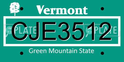 CJE3512 Vermont License Plate