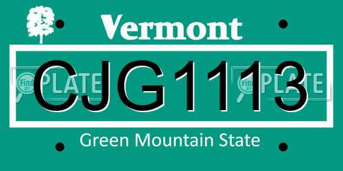 CJG1113 Vermont License Plate