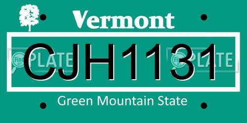 CJH1131 Vermont License Plate