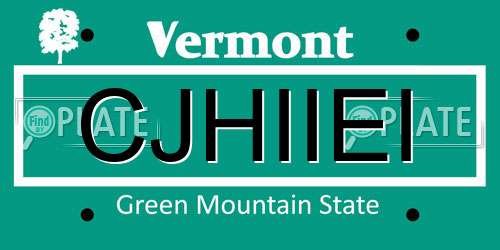 CJHIIEI Vermont License Plate