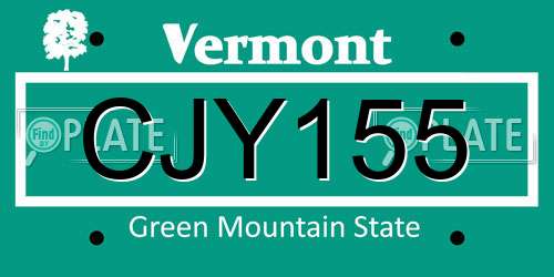 CJY155 Vermont License Plate