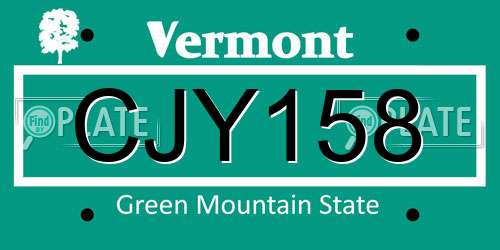 CJY158 Vermont License Plate