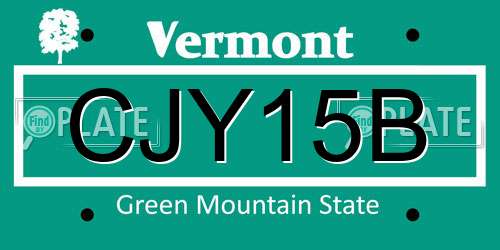 CJY15B Vermont License Plate