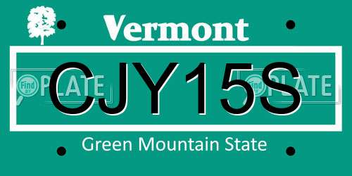 CJY15S Vermont License Plate