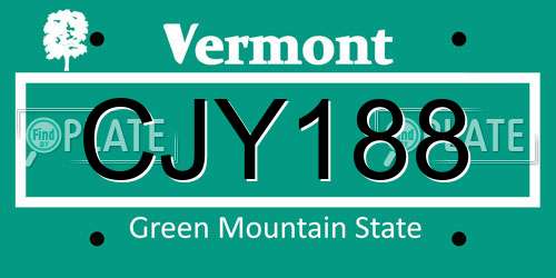 CJY188 Vermont License Plate
