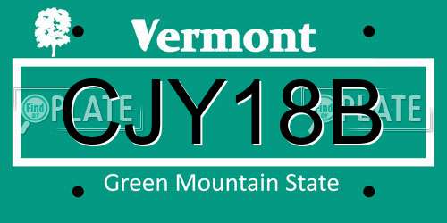 CJY18B Vermont License Plate
