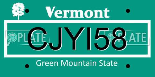 CJYI58 Vermont License Plate