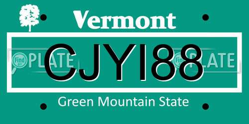 CJYI88 Vermont License Plate