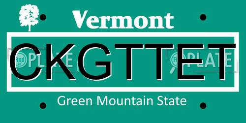 CKGTTET Vermont License Plate