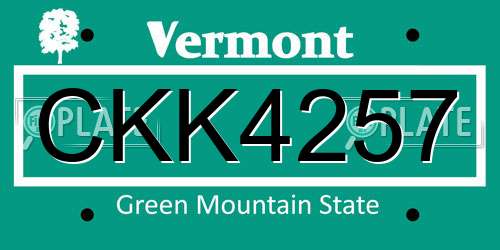 CKK4257 Vermont License Plate