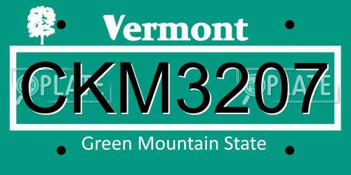 CKM3207 Vermont License Plate