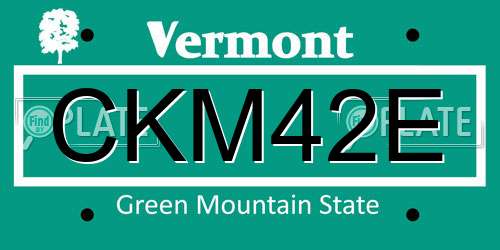 CKM42E Vermont License Plate