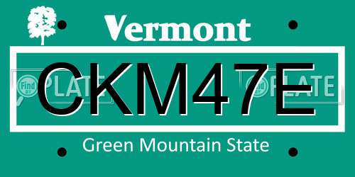 CKM47E Vermont License Plate