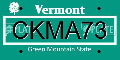 CKMA73 Vermont License Plate