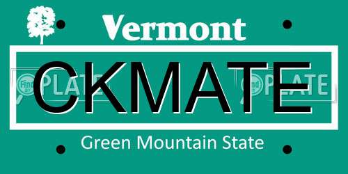 CKMATE Vermont License Plate