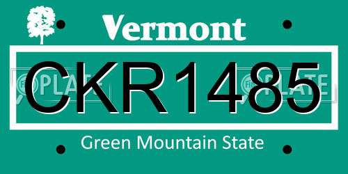 CKR1485 Vermont License Plate