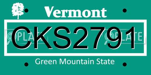 CKS2791 Vermont License Plate