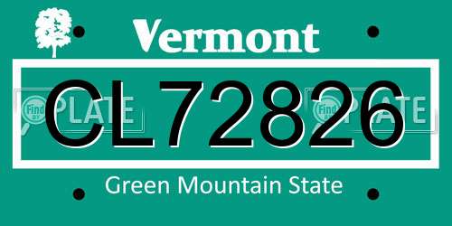 CL72826 Vermont License Plate