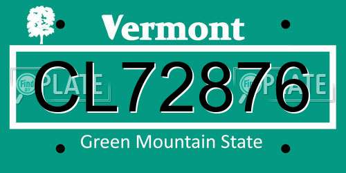 CL72876 Vermont License Plate