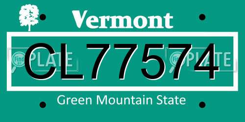CL77574 Vermont License Plate